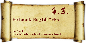 Holpert Boglárka névjegykártya